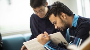 Two people prepare for the IELTS One Skill Retake