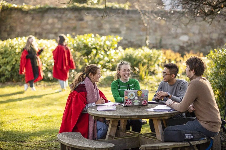 Students relaxing after their IELTS exam